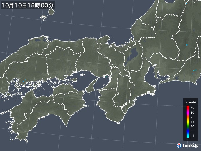 近畿地方の雨雲レーダー(2017年10月10日)