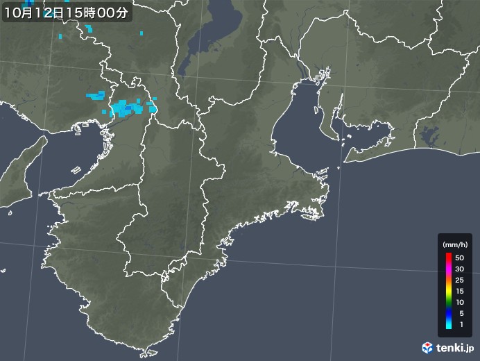 三重県の雨雲レーダー(2017年10月12日)