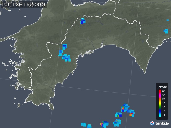 高知県の雨雲レーダー(2017年10月12日)