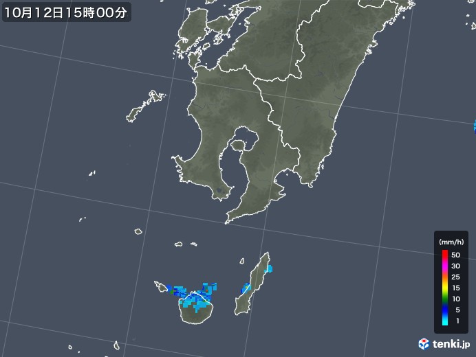鹿児島県の雨雲レーダー(2017年10月12日)