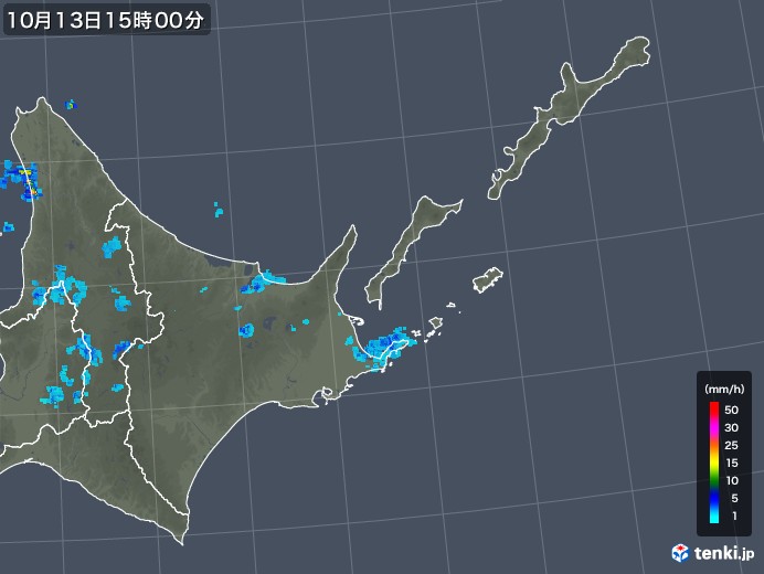 道東の雨雲レーダー(2017年10月13日)