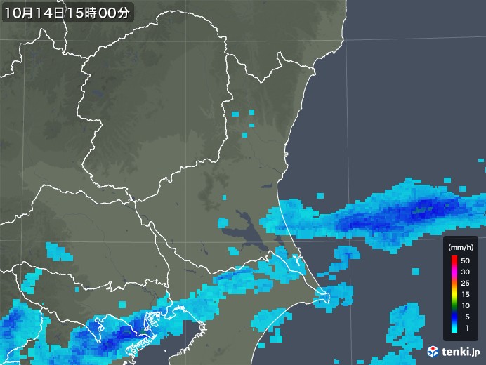 茨城県の雨雲レーダー(2017年10月14日)