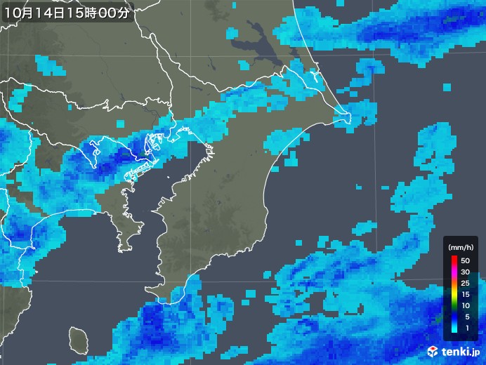 千葉県の雨雲レーダー(2017年10月14日)