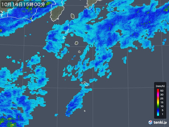 伊豆諸島(東京都)の雨雲レーダー(2017年10月14日)