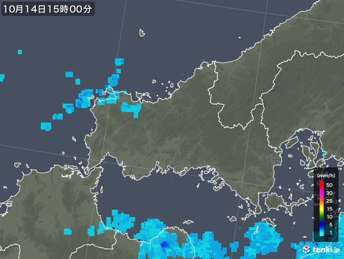 山口県の雨雲レーダー(2017年10月14日)