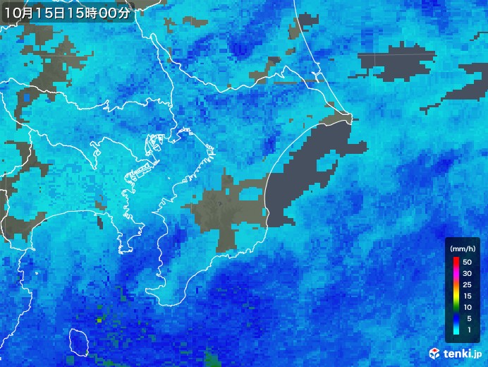 千葉県の雨雲レーダー(2017年10月15日)