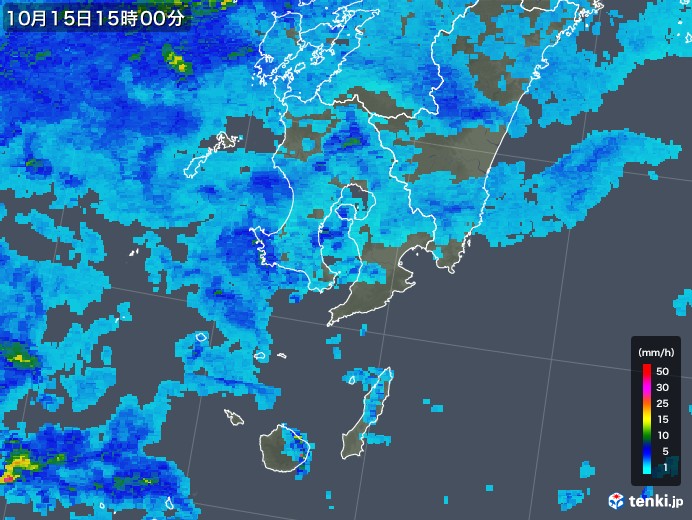 鹿児島県の雨雲レーダー(2017年10月15日)