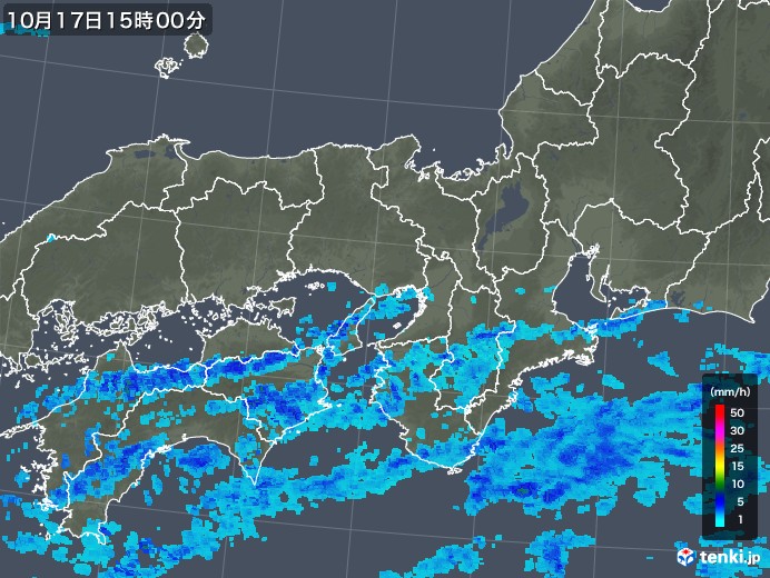 近畿地方の雨雲レーダー(2017年10月17日)