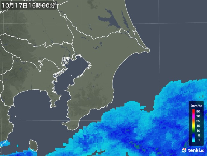 千葉県の雨雲レーダー(2017年10月17日)