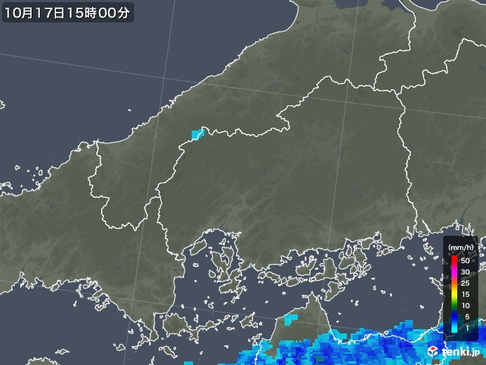 広島県の雨雲レーダー(2017年10月17日)