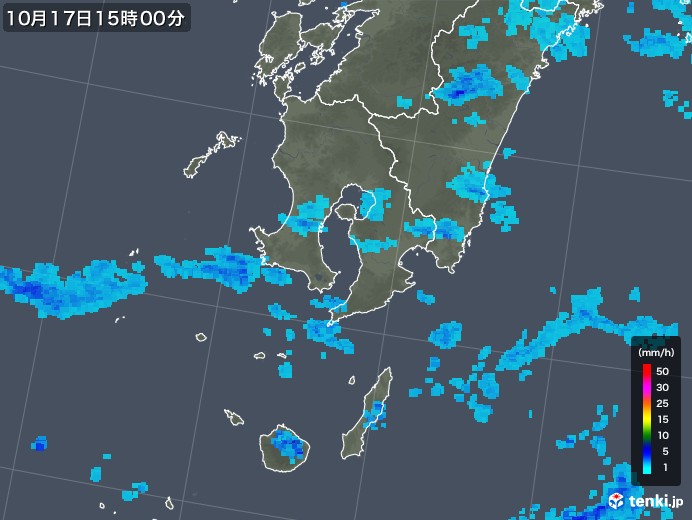 鹿児島県の雨雲レーダー(2017年10月17日)