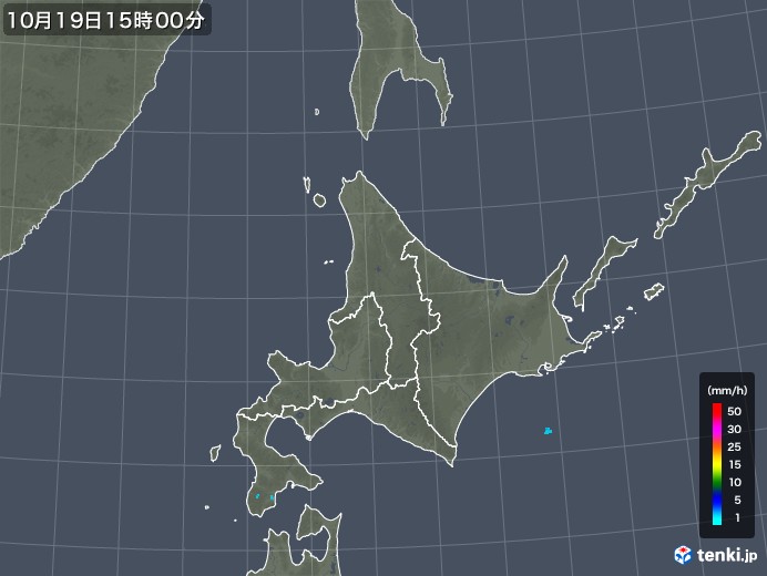 北海道地方の雨雲レーダー(2017年10月19日)