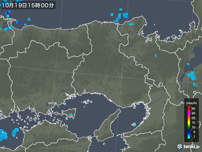 兵庫県の雨雲レーダー(2017年10月19日)