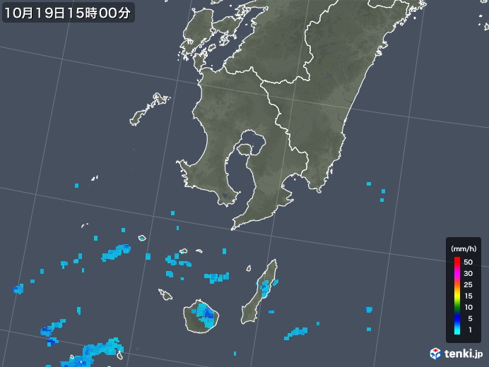 鹿児島県の雨雲レーダー(2017年10月19日)