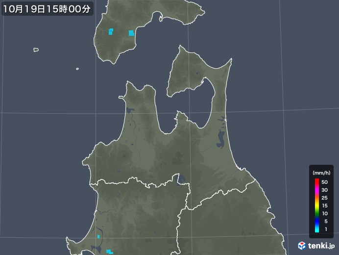 青森県の雨雲レーダー(2017年10月19日)