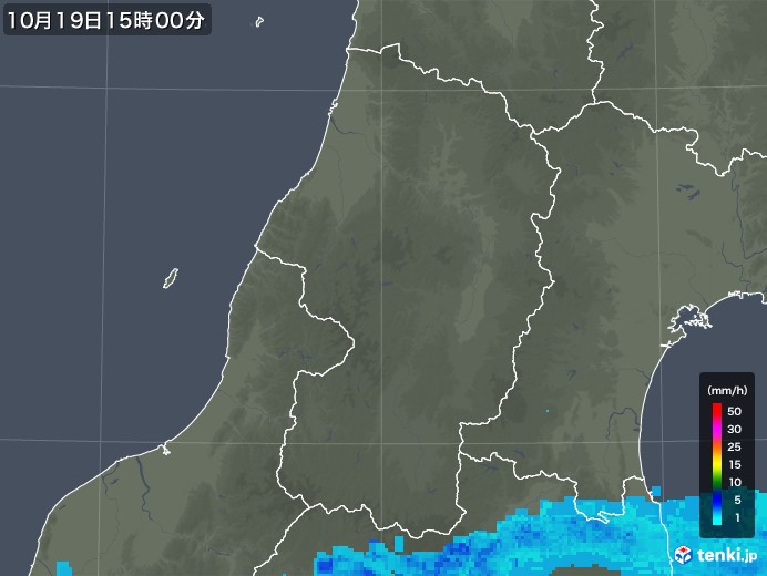 山形県の雨雲レーダー(2017年10月19日)