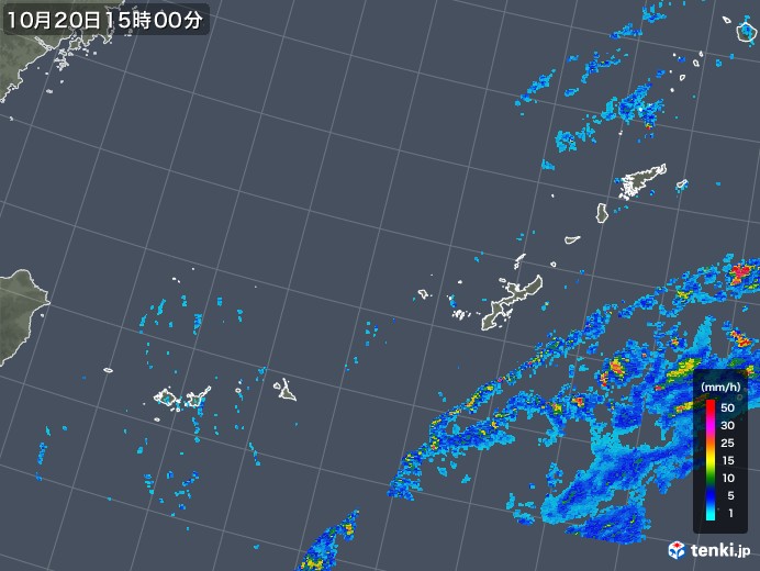 沖縄地方の雨雲レーダー(2017年10月20日)