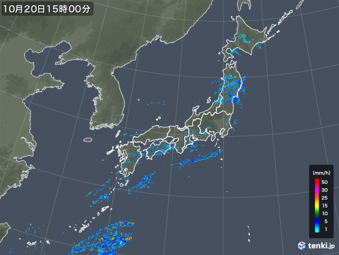 雨雲レーダー(2017年10月20日)