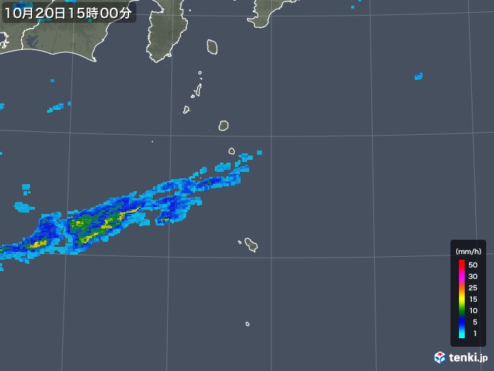 伊豆諸島(東京都)の雨雲レーダー(2017年10月20日)