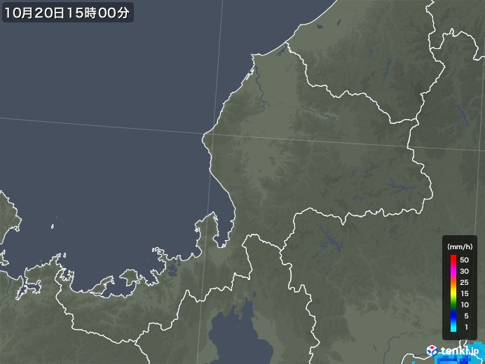 福井県の雨雲レーダー(2017年10月20日)