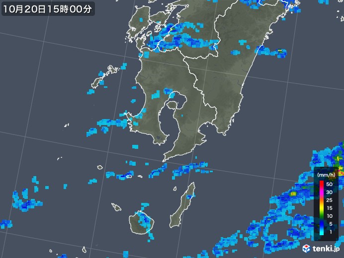 鹿児島県の雨雲レーダー(2017年10月20日)