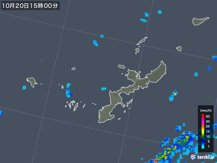 沖縄県の雨雲レーダー(2017年10月20日)