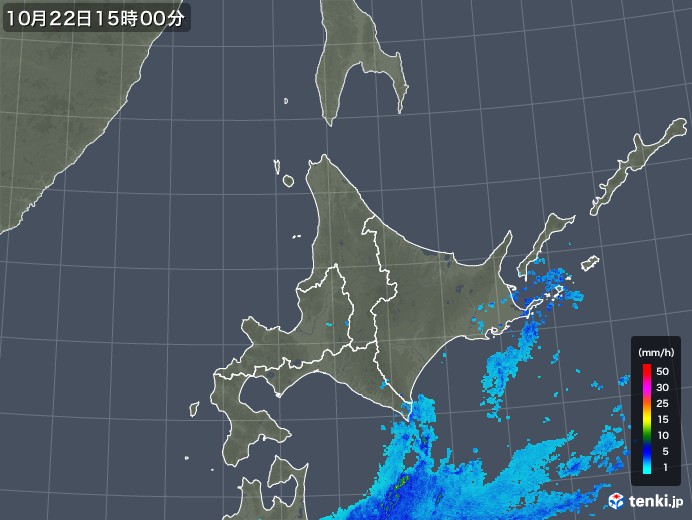 北海道地方の雨雲レーダー(2017年10月22日)