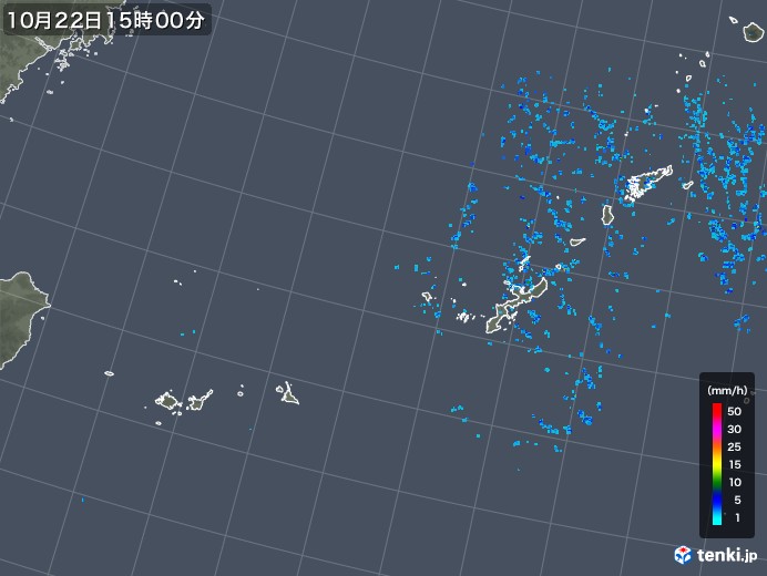 沖縄地方の雨雲レーダー(2017年10月22日)