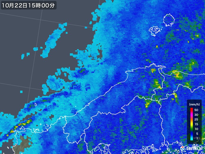 島根県の雨雲レーダー(2017年10月22日)