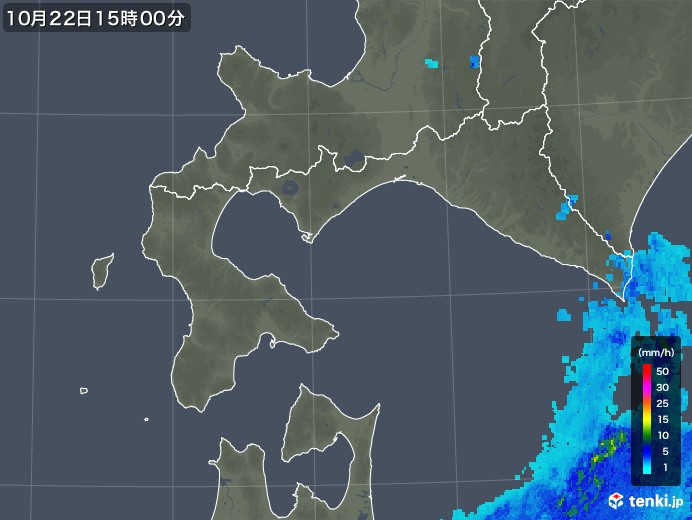 道南の雨雲レーダー(2017年10月22日)