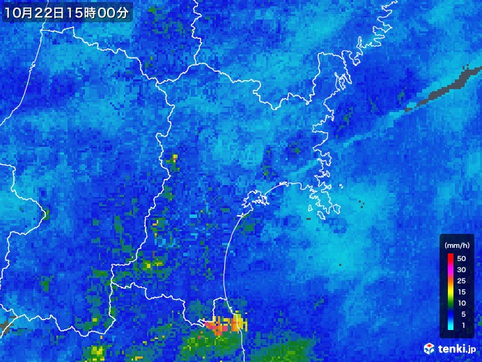 宮城県の雨雲レーダー(2017年10月22日)