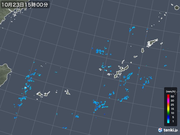 沖縄地方の雨雲レーダー(2017年10月23日)