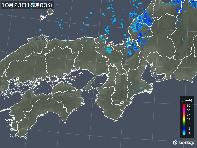 近畿地方の雨雲レーダー(2017年10月23日)