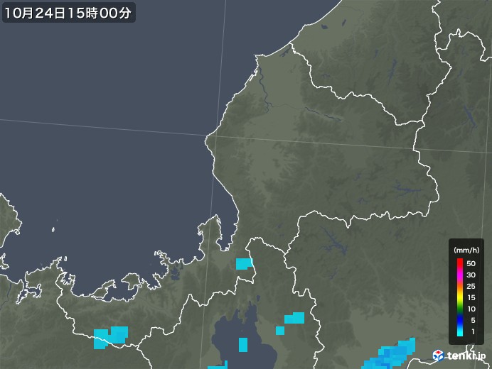 福井県の雨雲レーダー(2017年10月24日)