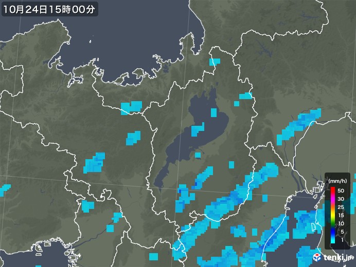 滋賀県の雨雲レーダー(2017年10月24日)