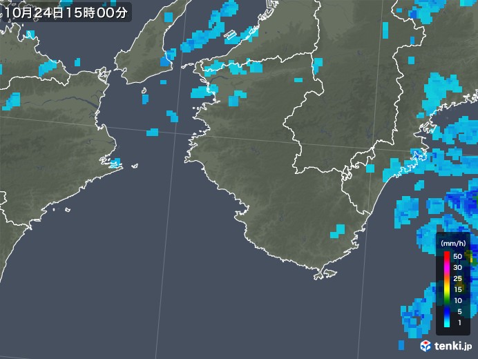 和歌山県の雨雲レーダー(2017年10月24日)