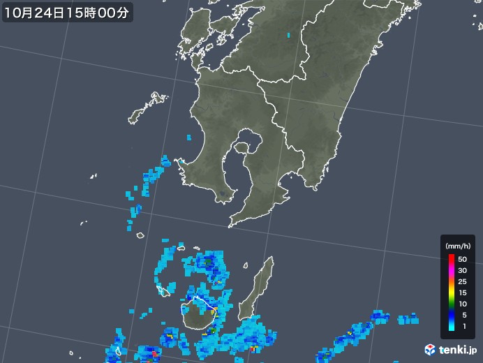 鹿児島県の雨雲レーダー(2017年10月24日)