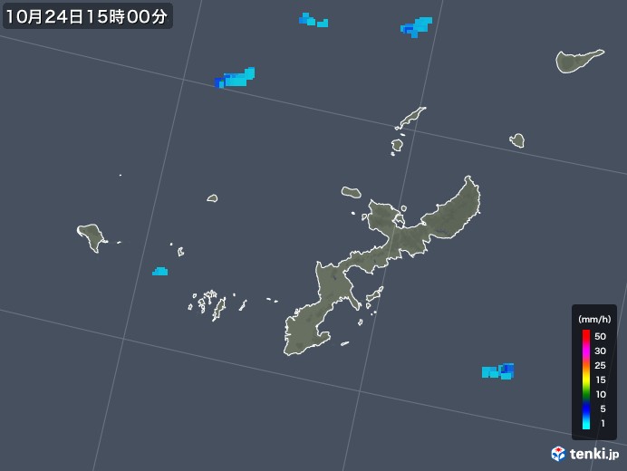 沖縄県の雨雲レーダー(2017年10月24日)