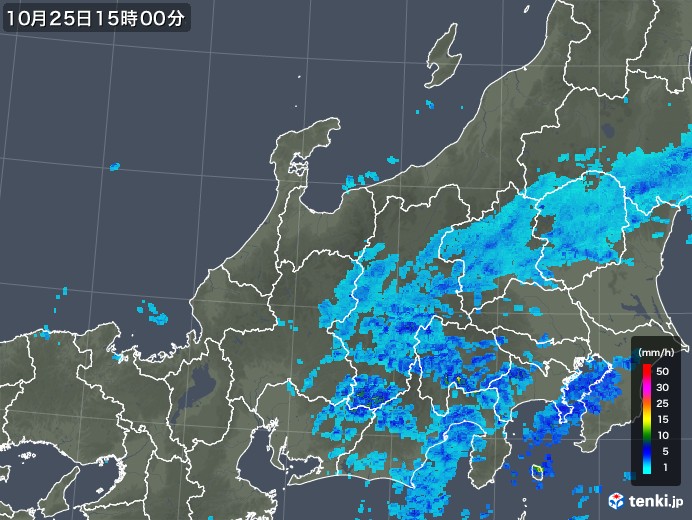 北陸地方の雨雲レーダー(2017年10月25日)