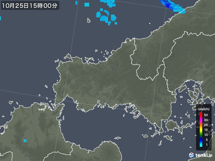 山口県の雨雲レーダー(2017年10月25日)