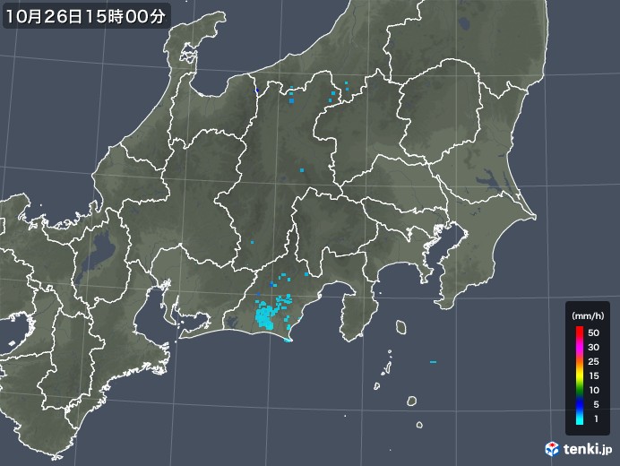 関東・甲信地方の雨雲レーダー(2017年10月26日)