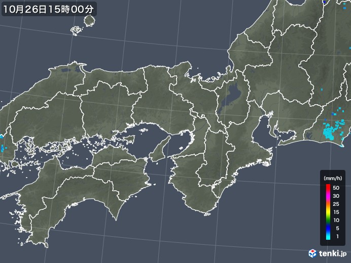 近畿地方の雨雲レーダー(2017年10月26日)