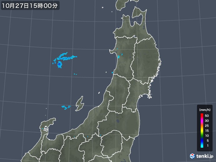 東北地方の雨雲レーダー(2017年10月27日)