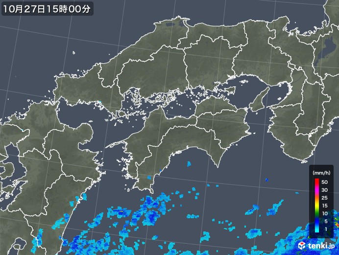 四国地方の雨雲レーダー(2017年10月27日)