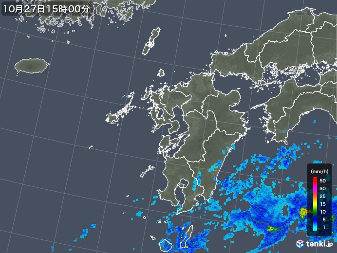 九州地方の雨雲レーダー(2017年10月27日)