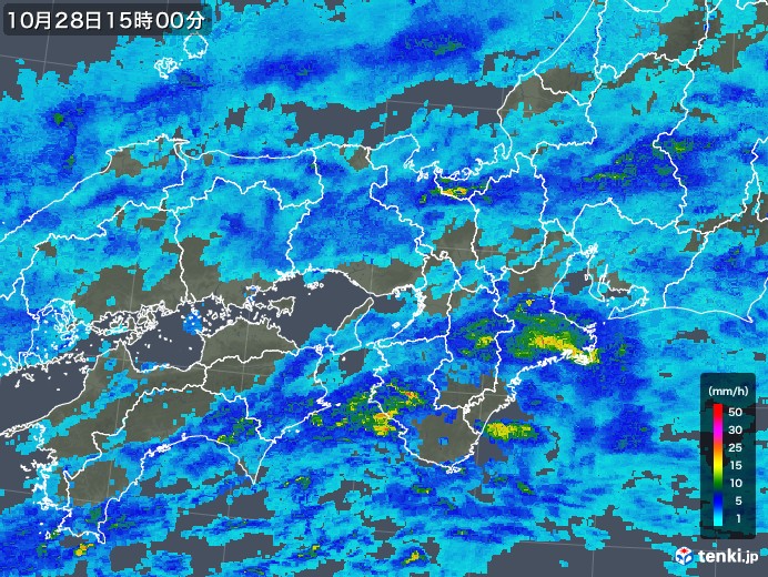 近畿地方の雨雲レーダー(2017年10月28日)
