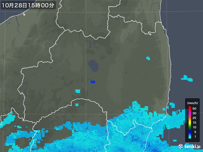 福島県の雨雲レーダー(2017年10月28日)