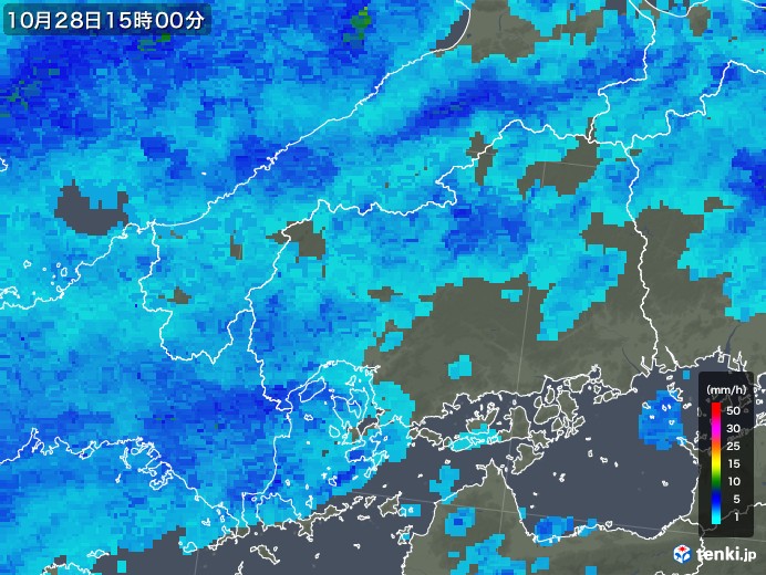 広島県の雨雲レーダー(2017年10月28日)