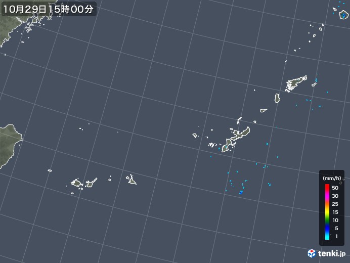 沖縄地方の雨雲レーダー(2017年10月29日)