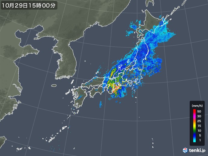 雨雲レーダー(2017年10月29日)